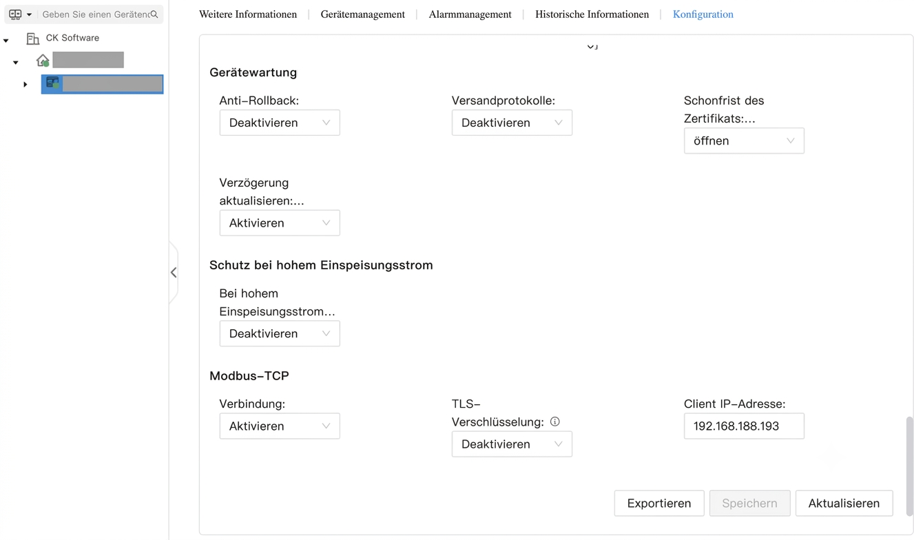 Modbus Einrichtung Emma
